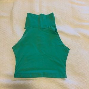 Teal Turtleneck Crop Top